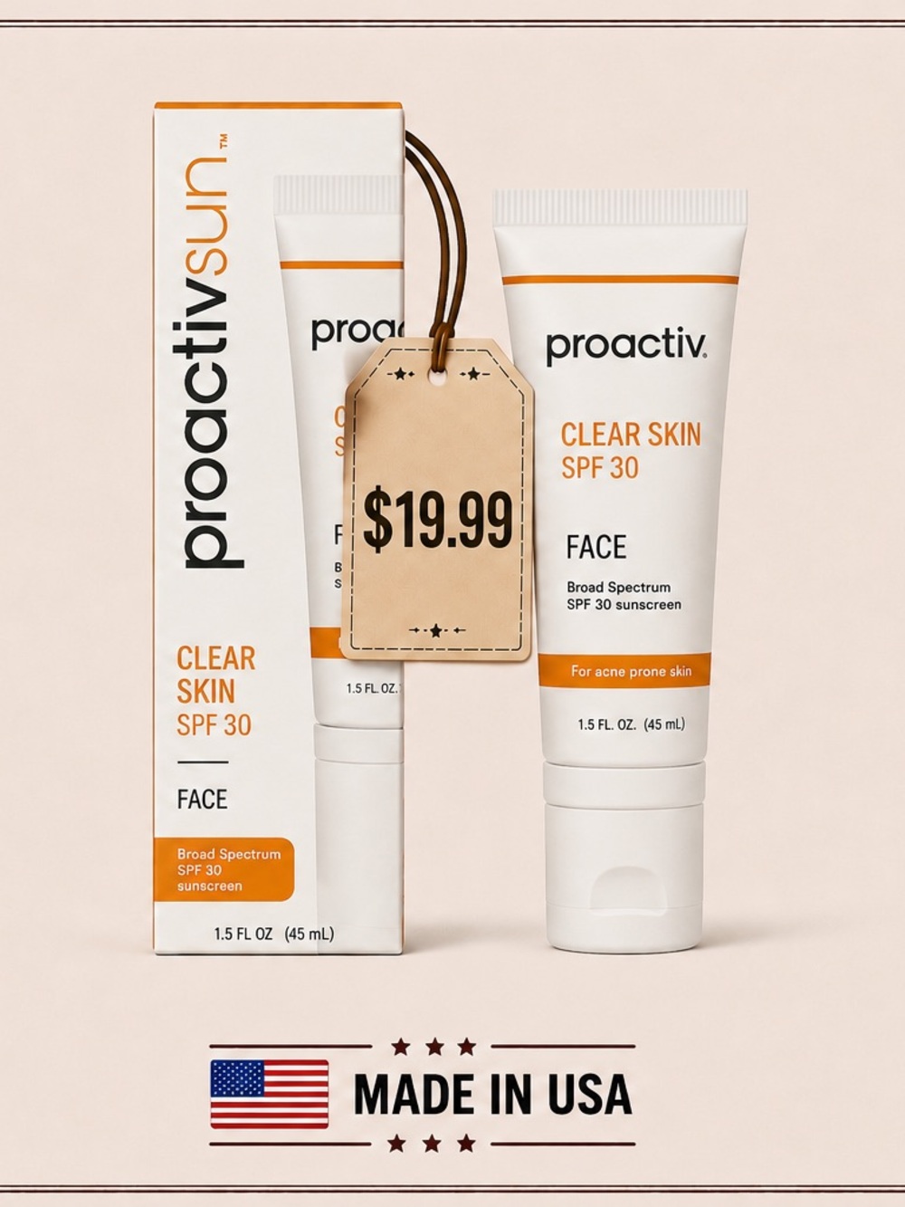 Proactiv Clear Skin SPF 30 Face Sunscreen - White with Orange Accents discounted